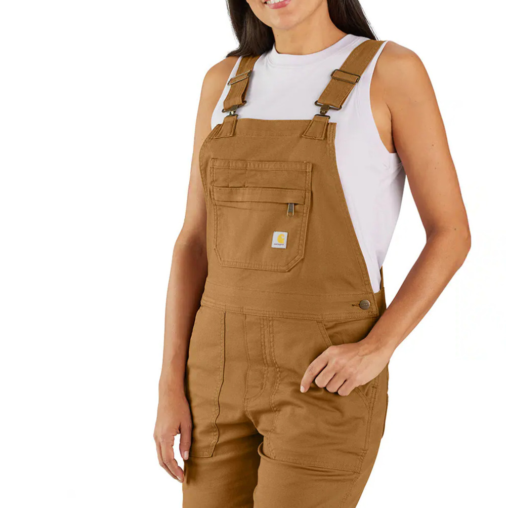Carhartt Rugged Flex Relaxed Fit Canvas Shortall Women XL Brown Adjustable Waist
